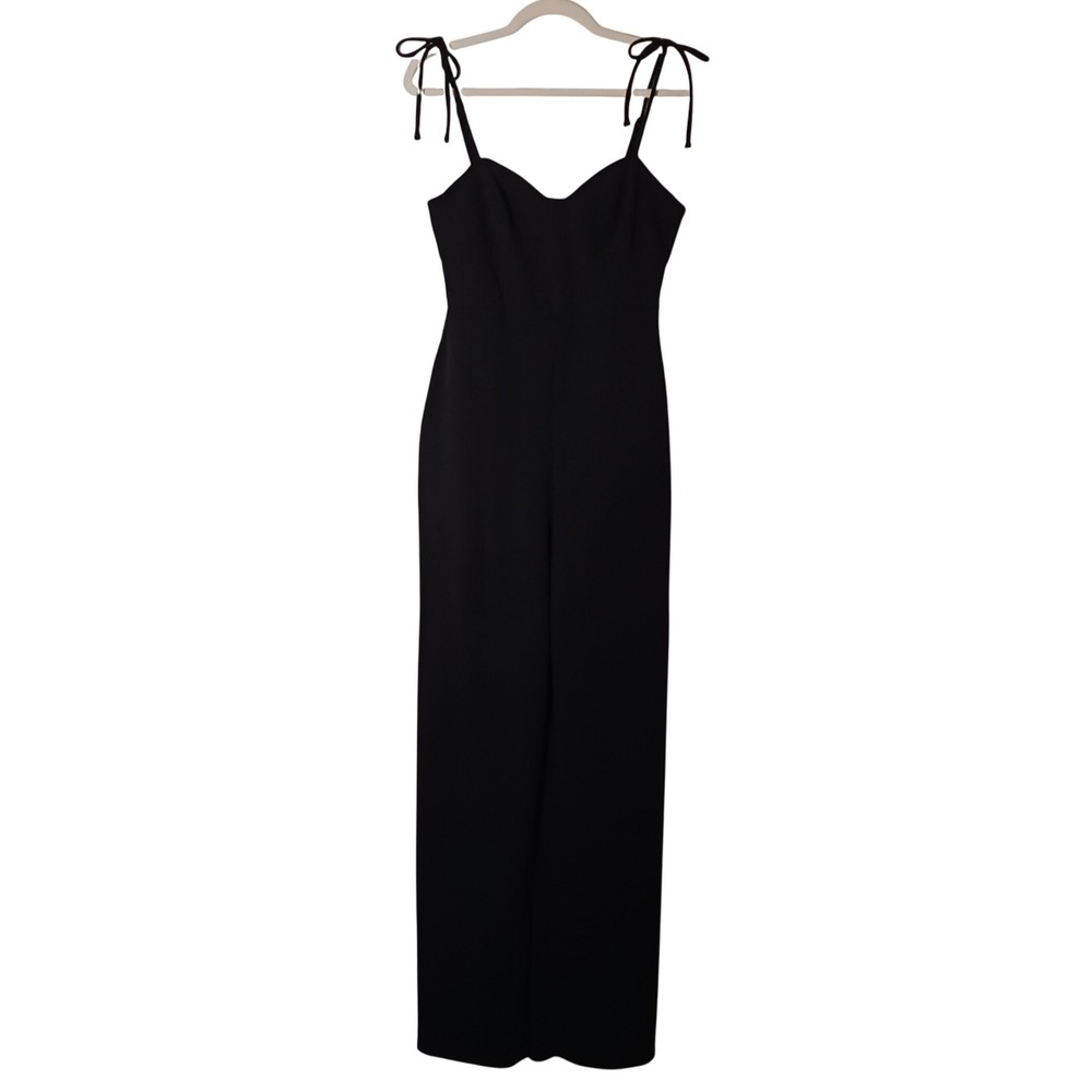 Crystal Sky Black Wide Leg‎  Jumpsuit Size M Tie Shoulder Detail Formal Elegant